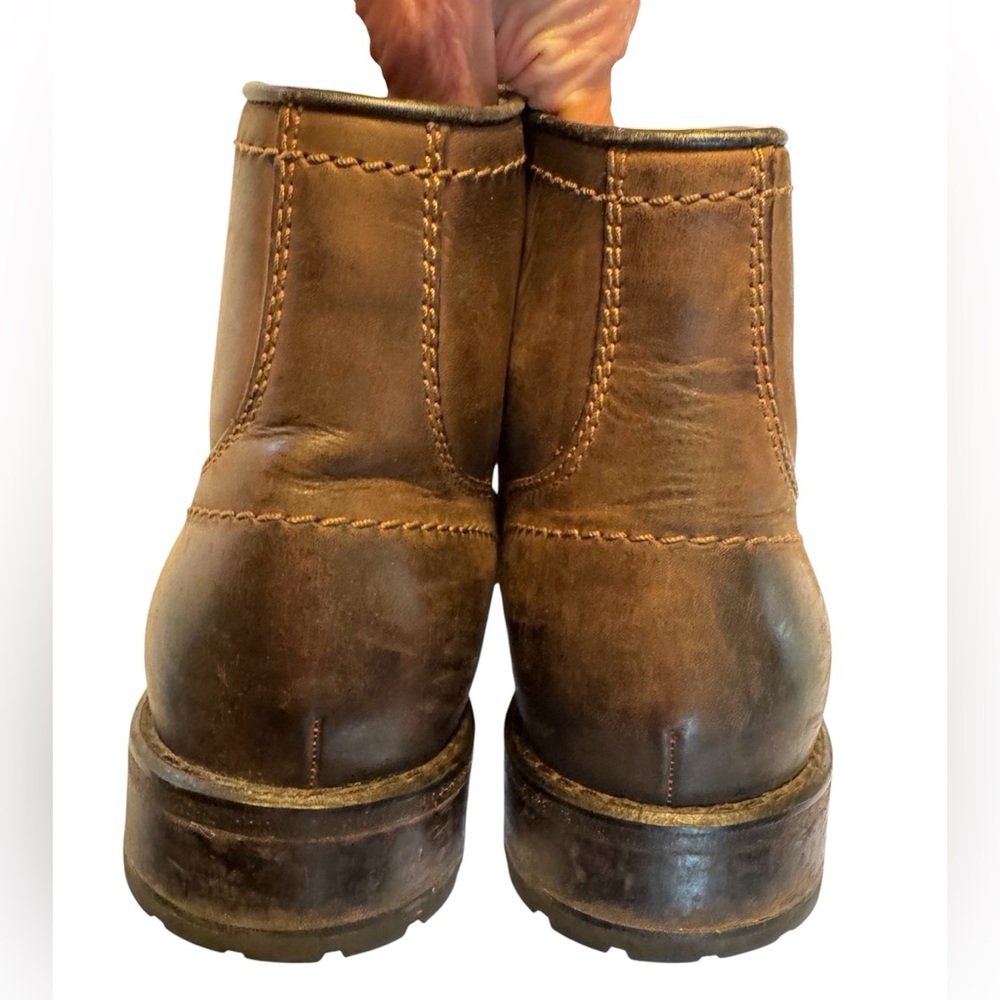 Cole Haan Grand OS Leather Boots Men 9 Brown Lace Up Distressed Workwear Rugged - Picture 10 of 16